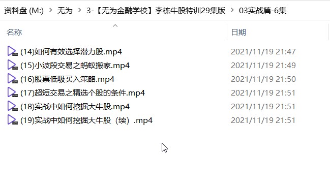 【无为金融学校】李栋牛股特训29集版